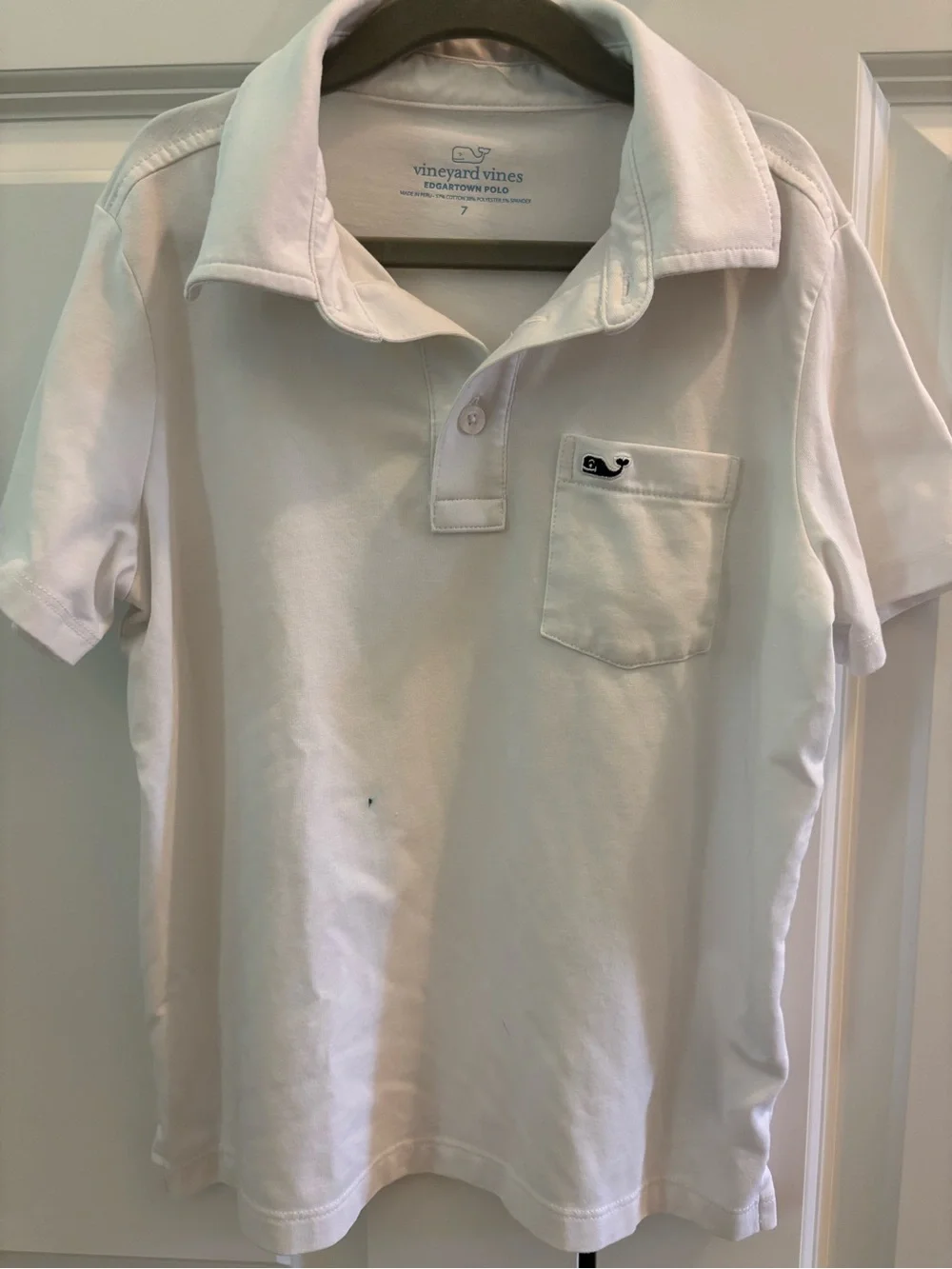Vineyard Vines White Edgartown Polo Shirt with Blue Logo